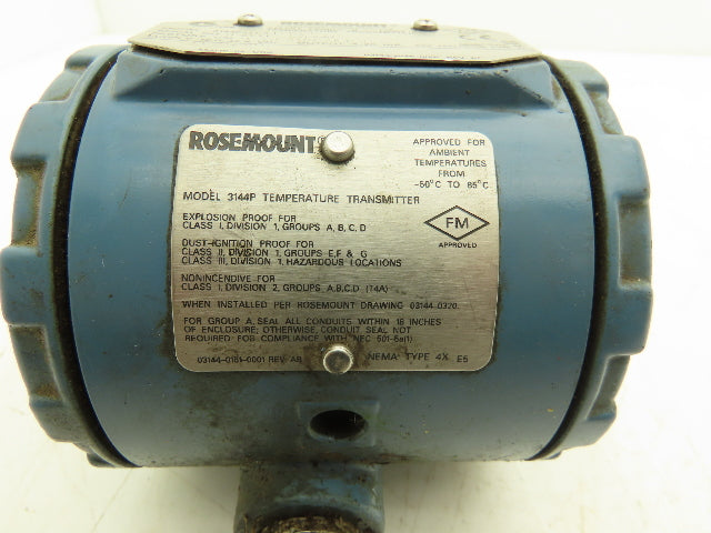 Rosemount 3144PD1A1E5X3 Temperature Transmitter 0-700°F 42.4VDC NEMA 4X