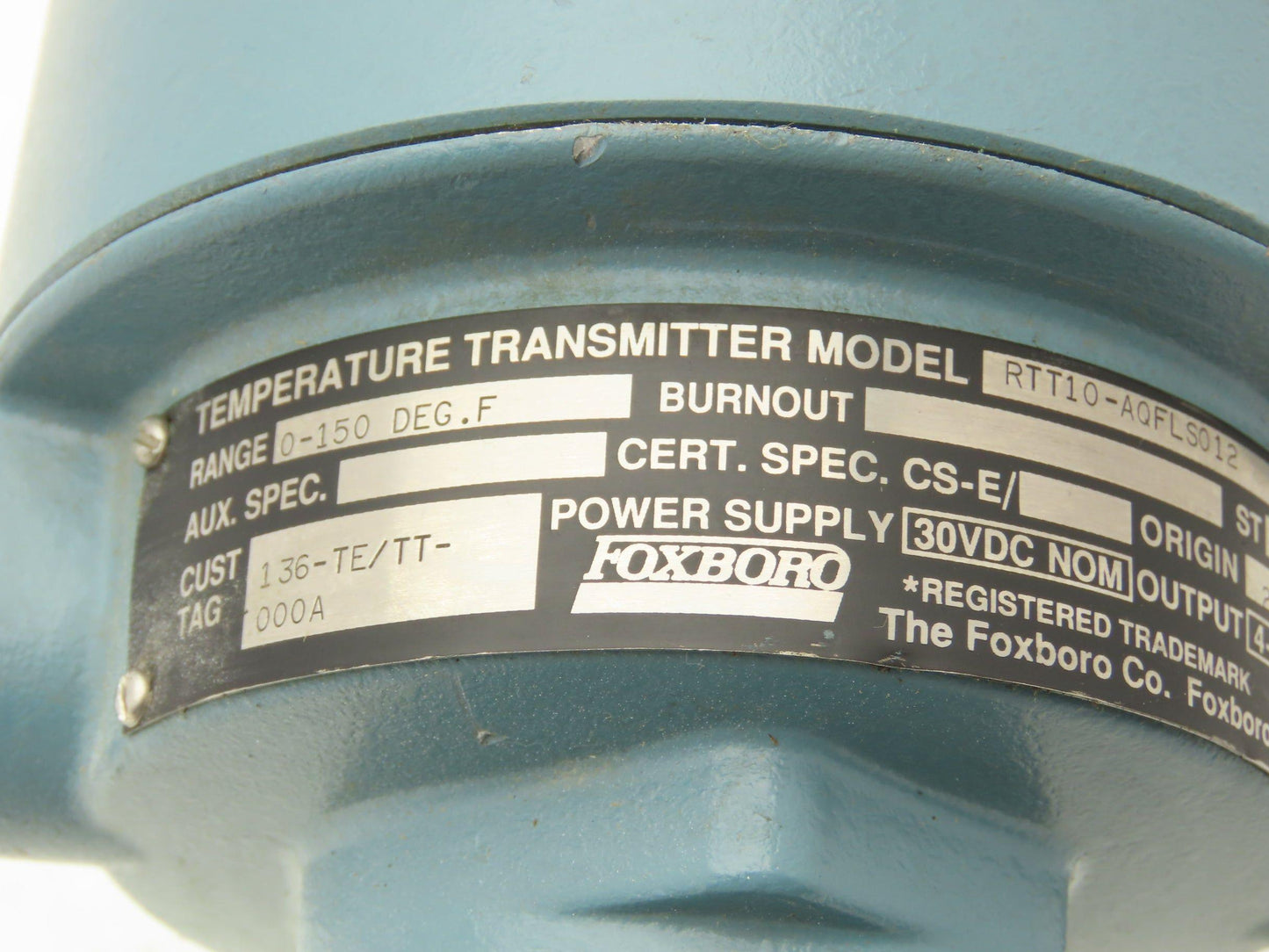 Foxboro RTT10-AQFLS012 Temperature Transmitter 0-150°F 30VDC NEMA 4