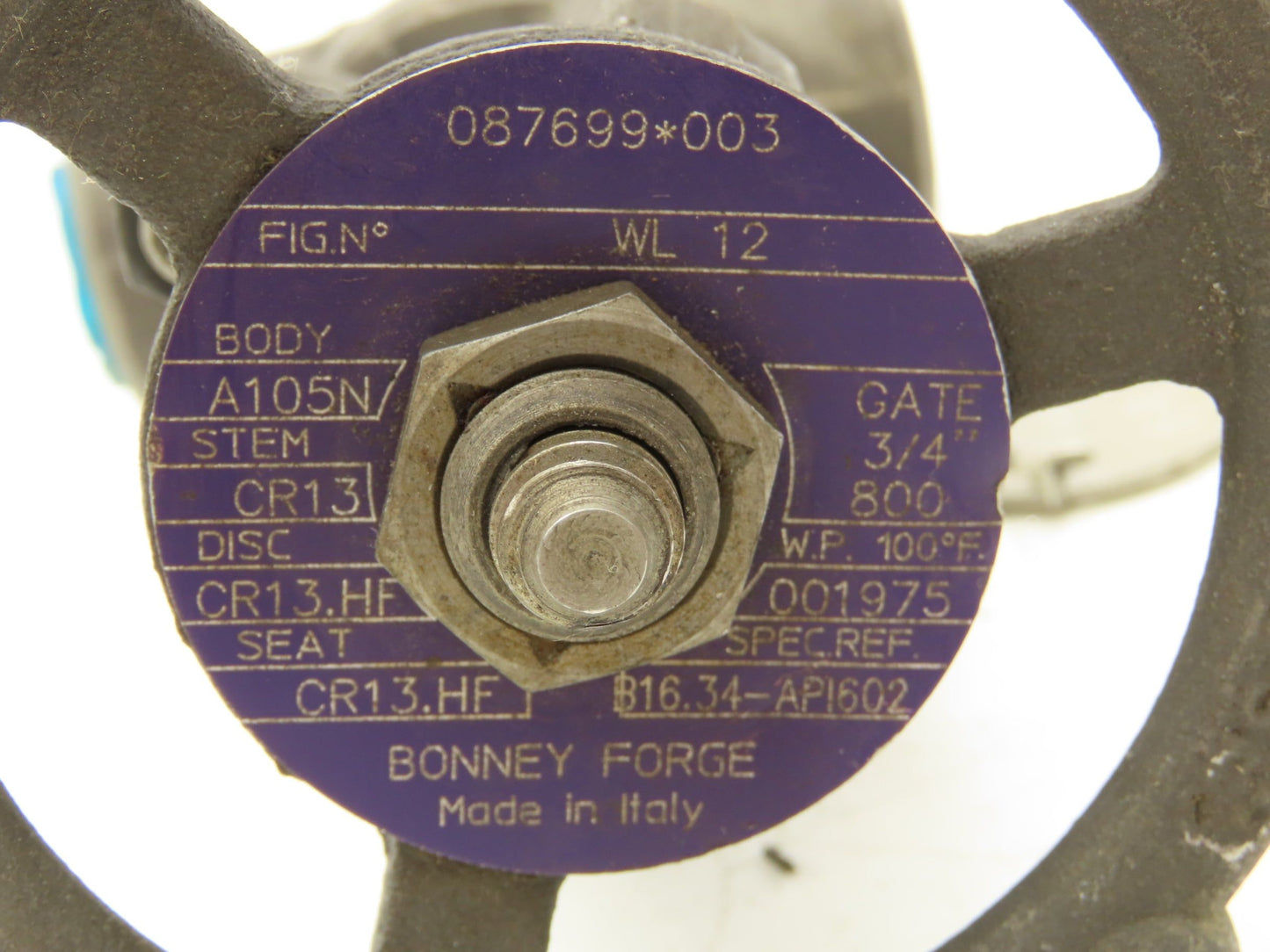 Bonney Forge Fig WL 12 Gate Valve 3/4" NPT x Socket Weld 800lb Forged Steel