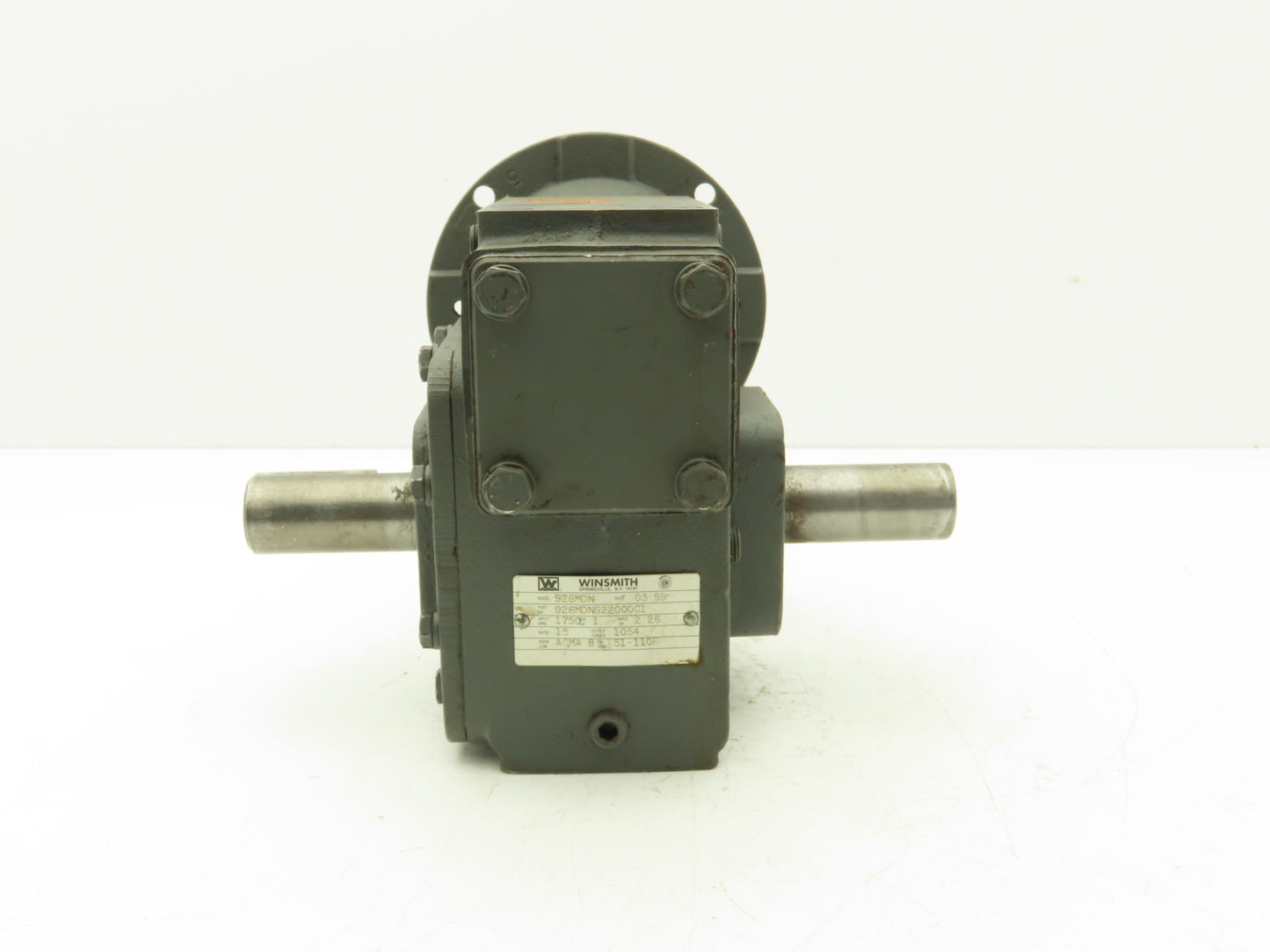 Winsmith 926MDN Worm Gearbox 15:1 Reducer 2.26Hp 116rpm 143/145TC Dual Shaft