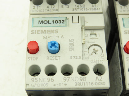 Siemens 3RU1116-0KB0 Motor Starter Contactor Relay 24V Coil 5Hp 600V Lot of 3