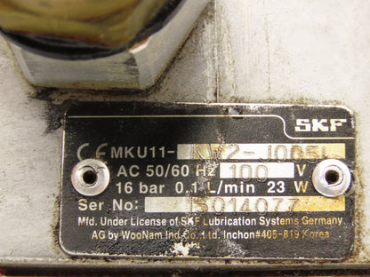 SKF MKU11-KW2-J0051 Lubricator Oil Pump Oiler 16 Bar 0.1 L/min 100VAC 2L Tank