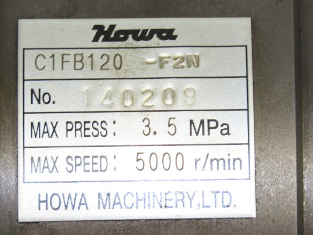 Howa C1FB120-F2N Lathe Spindle Hydraulic Chuck Cylinder Actuator 5000 RPM