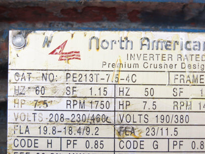 North American Electric AC Motor 7.5Hp 1750rpm 230/460V 3PH 213T TEFC