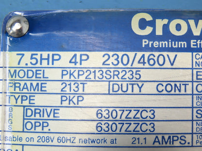 Crown Triton HHI7.5-18-213T AC Motor 7.5Hp 1760rpm 230/460V 3PH 213T PKP213SR235