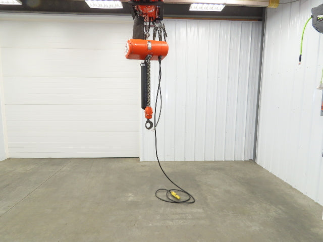 CM Lodestar RR 2 Ton Electric Chain Hoist 16 FPM 18' Lift 14' Pendant 230/460