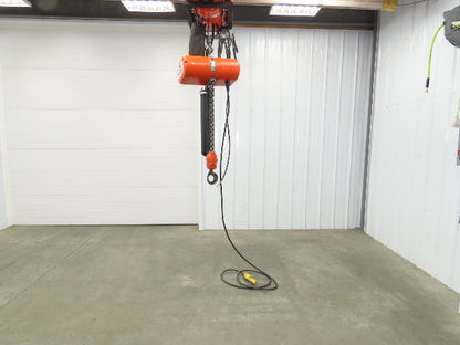 CM Lodestar RR 2 Ton Electric Chain Hoist 16 FPM 18' Lift 14' Pendant 230/460
