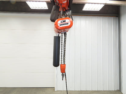 CM Lodestar RR 2 Ton Electric Chain Hoist 16 FPM 18' Lift 14' Pendant 230/460