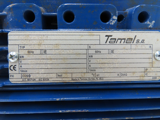 Tamel 3SG90S4-IE2 AC Motor 1.69Hp 1720rpm 265/460v 90S TEFC