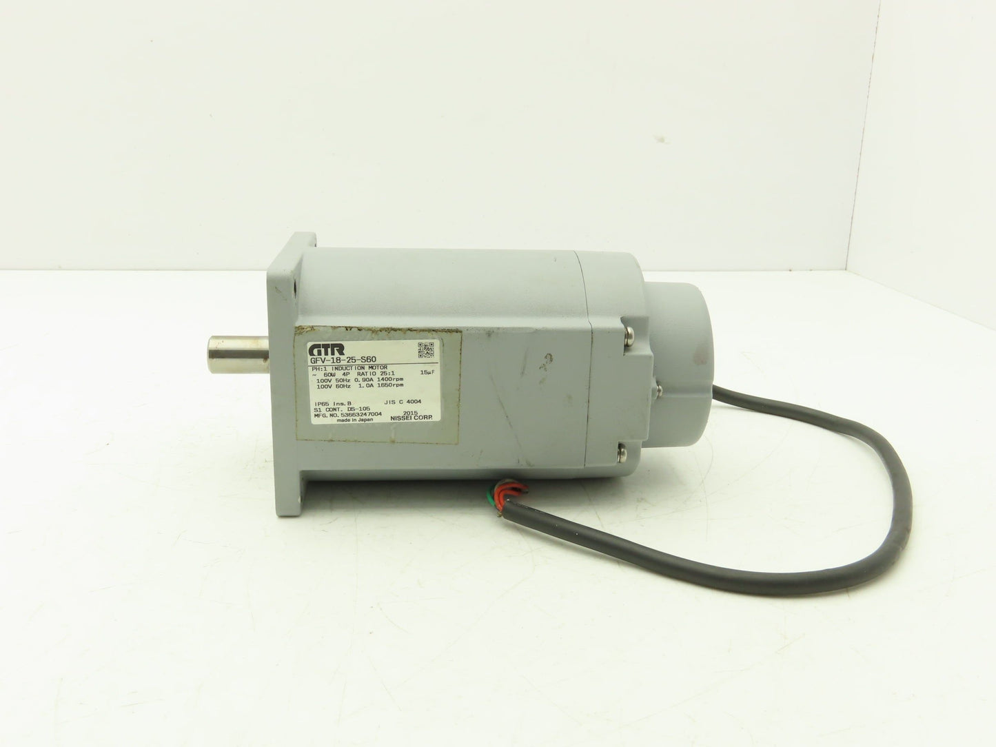 Nissei GFV-18-25-S60 GTR Inline Gearmotor 25:1 Ratio 60W 66rpm 100VAC 1PH