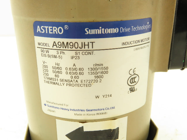 Sumitomo Drive G9C60KH Astero Inline AC Gearmotor 60:1 90W 26rpm 230V 3Ph