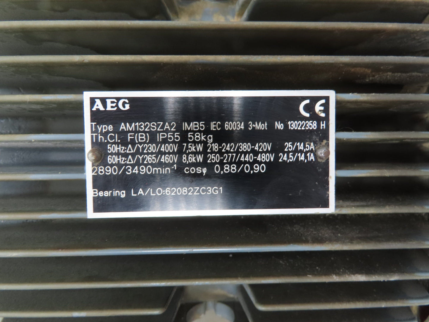 AEG AM132SZA2 AC Motor 8.6kW 3490rpm 230/460v 3ph 132S TEFC