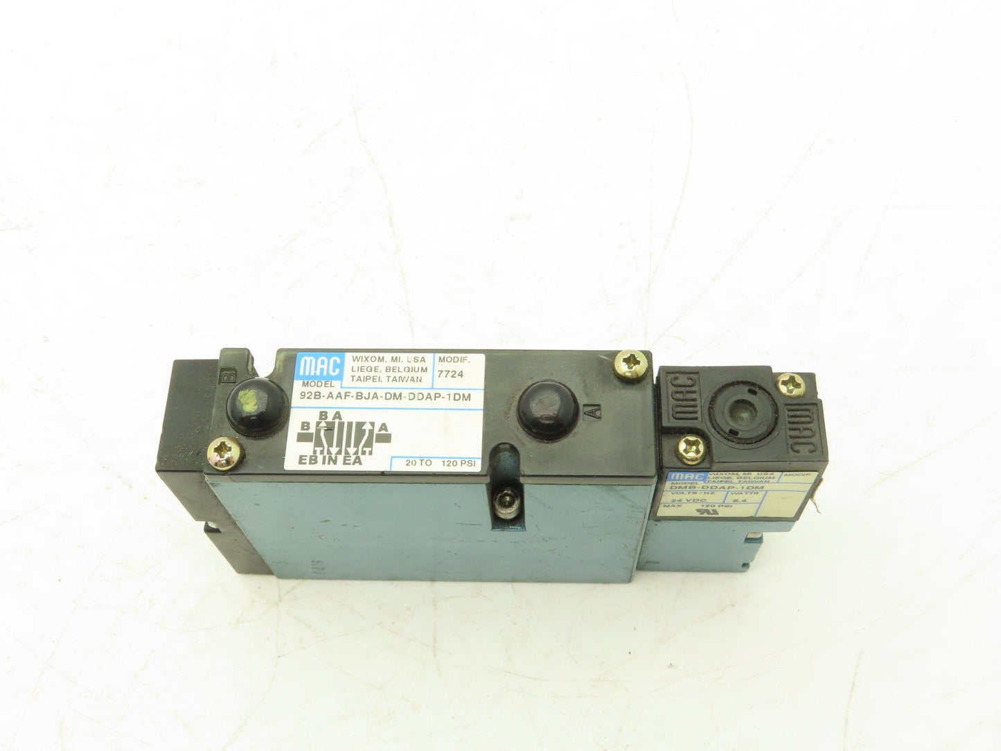 Mac 92B-AAF-BJA-DM-DDAP-1DM Solenoid Valve 24VDC 120 psi