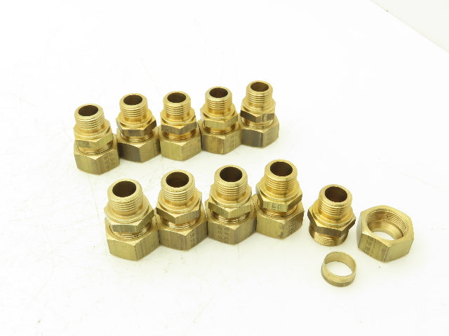 Parker GE18LRMS Male Stud Connector 18mm Tube x 1/2" BSPP Lot of 10