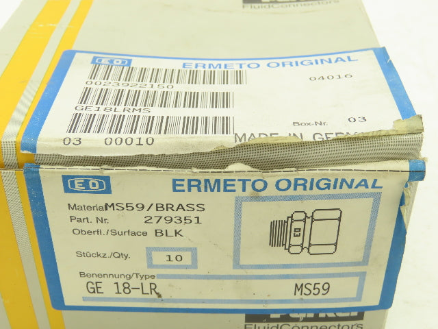 Parker GE18LRMS Male Stud Connector 18mm Tube x 1/2" BSPP Lot of 9