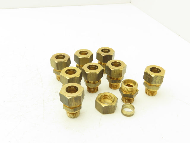 Parker GE18LRMS Male Stud Connector 18mm Tube x 1/2" BSPP Lot of 9