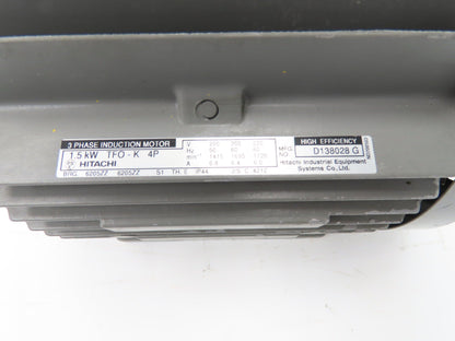 Hitachi D138028 G Induction Motor 1.5kW 1720 rpm 220VAC 3PH