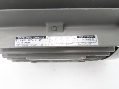Hitachi D138028 G Induction Motor 1.5kW 1720 rpm 220VAC 3PH