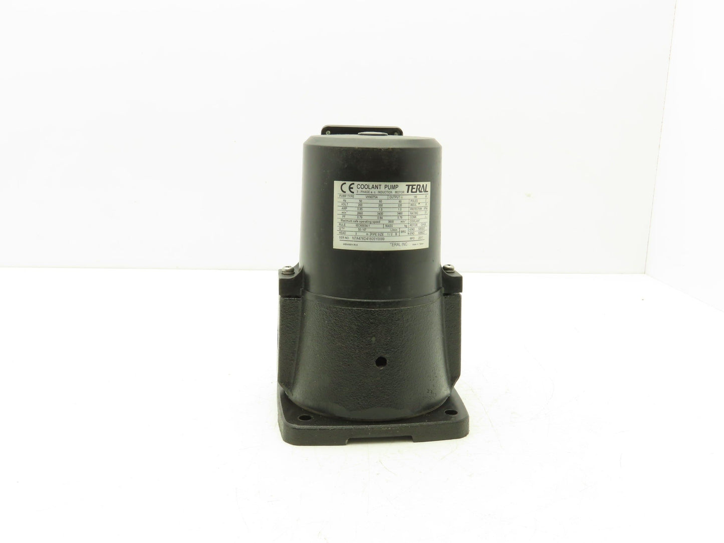 Teral VKN075A Coolant Pump 67 L/min 180W 3460rpm 220V 3PH 1/2"NPT Floor Mount