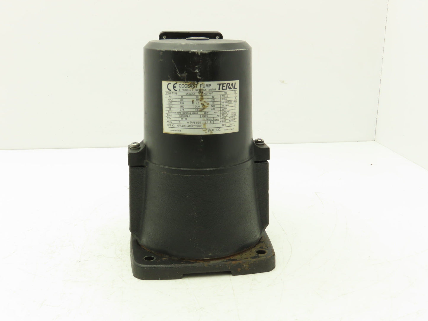 Teral VKN075A Coolant Pump 67 L/min 180W 3460rpm 220V 3PH 1/2"NPT Floor Mount