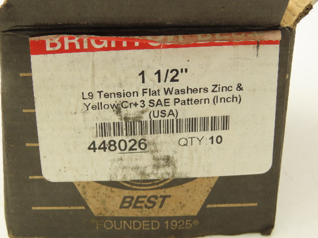 Brighton Best 448026 L9 Tension Flat Washers Zinc Yellow Cr3 1-1/2" Lot of 10