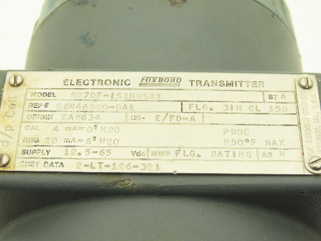 Foxboro 827DF-IS1NMSA1 Pressure Transmitter 3" CL150 Flange 12.5-65vdc