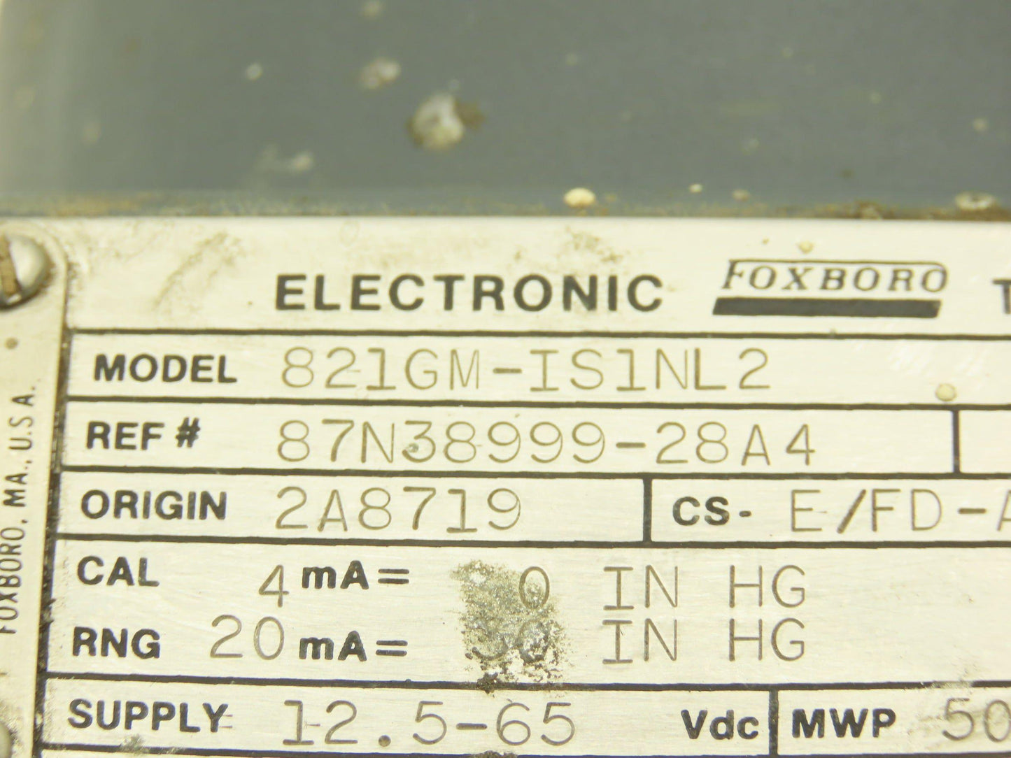 Foxboro 821GM-IS1NL2 Pressure Transmitter 1/2"NPT 12.5-65vdc