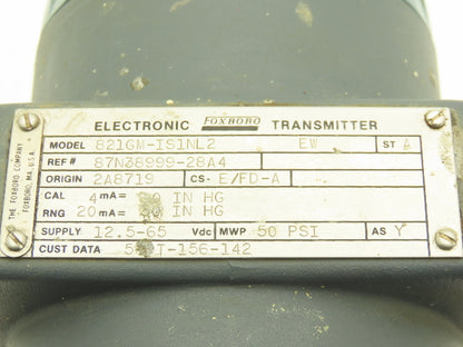 Foxboro 821GM-IS1NL2 Pressure Transmitter 1/2"NPT 12.5-65vdc
