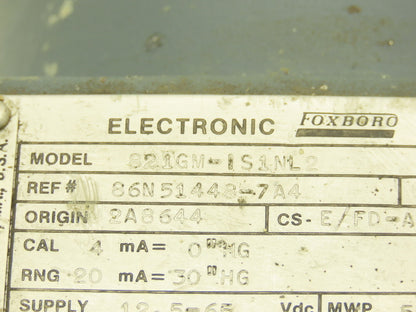 Foxboro 821GM-IS1NL2 Pressure Transmitter 12.5-65vdc 1/2" NPT