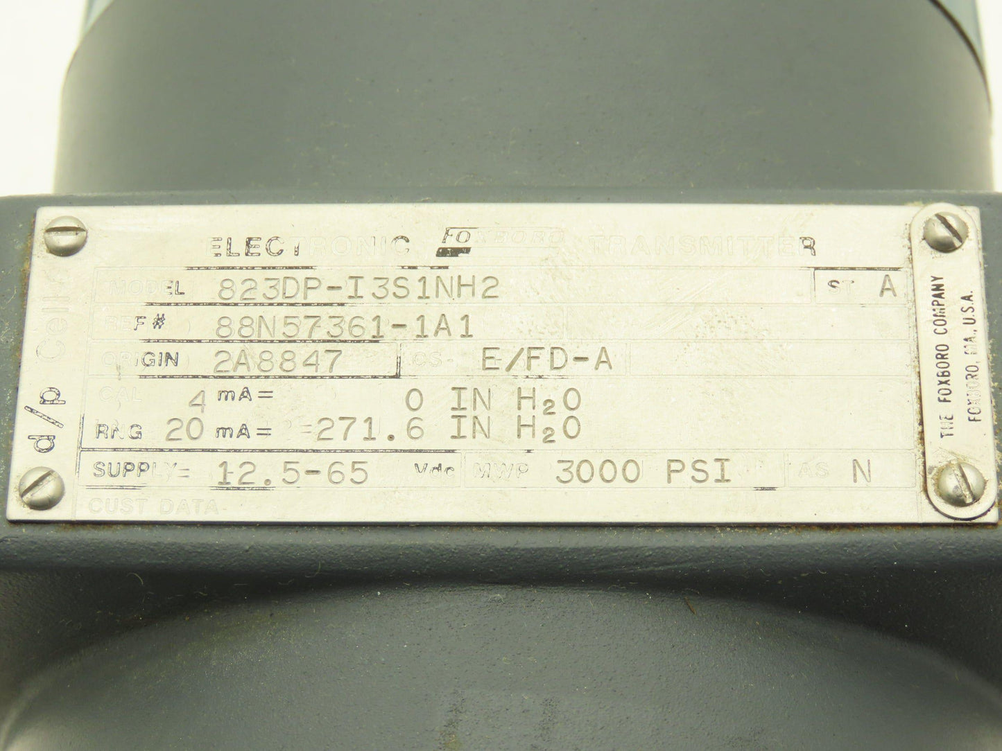 Foxboro 823DP-I3S1NH2 Electronic Pressure Transmitter 4-20mA = 271.6"H2O