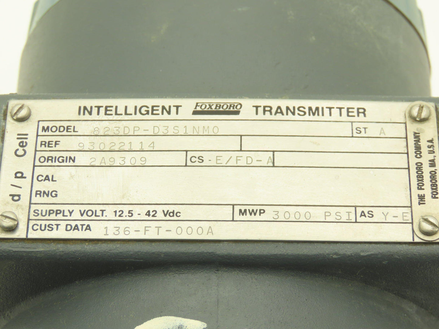 Foxboro 823DP-D3S1NM0 Intelligent Differential Pressure Transmitter 12.5-42vdc