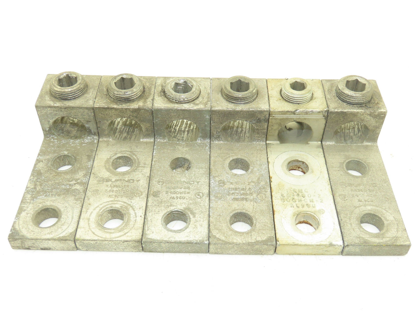 Burndy KAGU-2N Electrical Terminal Lug 600MCM 2AWG Range Connector Lot of 6