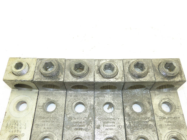 Burndy KAGU-2N Electrical Terminal Lug 600MCM 2AWG Range Connector Lot of 6