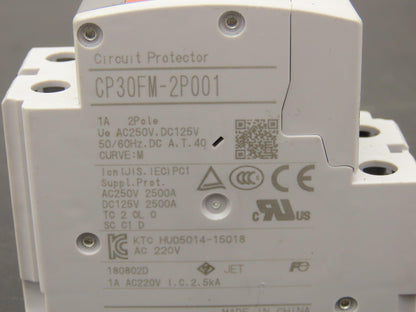 Fuji Electric CP30FM-2P001 Circuit Breakers 250VAC 125VDC 1A 2-Pole Lot of 3