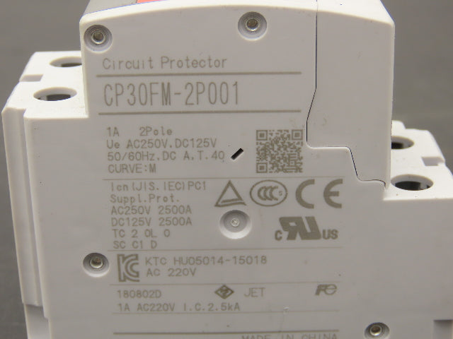 Fuji Electric CP30FM-2P001 Circuit Breakers 250VAC 125VDC 1A 2-Pole Lot of 3