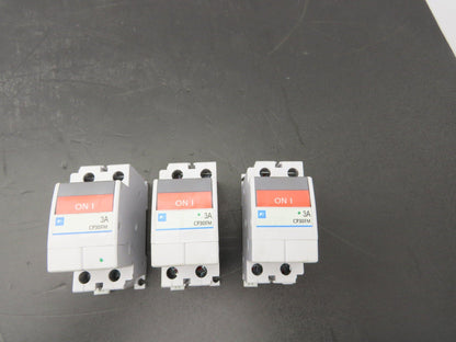 Fuji Electric CP30FM-2P003 Circuit Breakers 250VAC 125VDC 3A 2-Pole Lot of 3