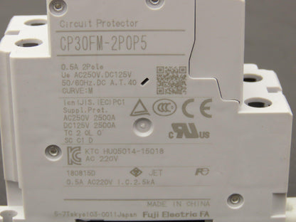 Fuji Electric CP30FM-2P0P5 Circuit Breaker 250VAC 125VDC 0.5A 2-Pole