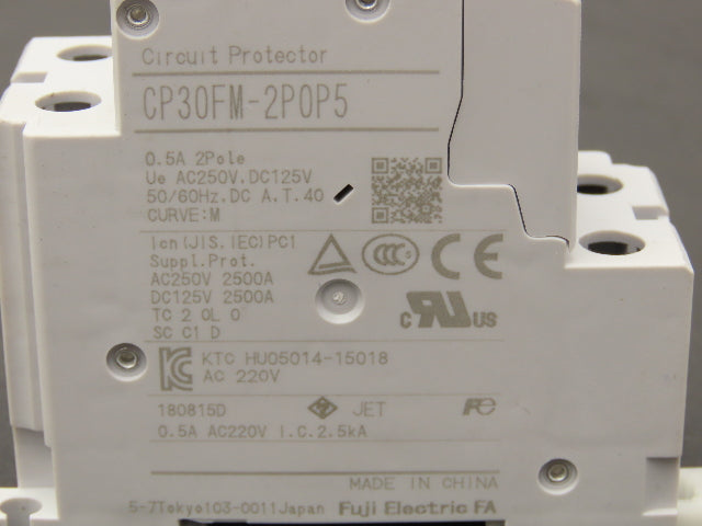 Fuji Electric CP30FM-2P0P5 Circuit Breaker 250VAC 125VDC 0.5A 2-Pole