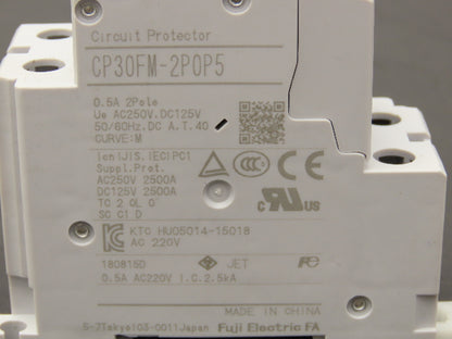 Fuji Electric CP30FM-2P0P5 Circuit Breaker 250VAC 125VDC 0.5A 2-Pole
