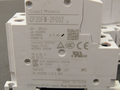 Fuji Electric CP30FM-2P002 Circuit Breakers 250VAC 2A 2-Pole Lot of 3