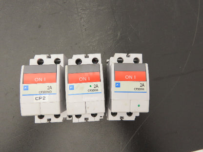 Fuji Electric CP30FM-2P002 Circuit Breakers 250VAC 2A 2-Pole Lot of 3