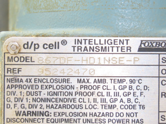 Foxboro 867DF-HD1NSE-P Intelligent Pressure Transmitter 12.5-42vdc