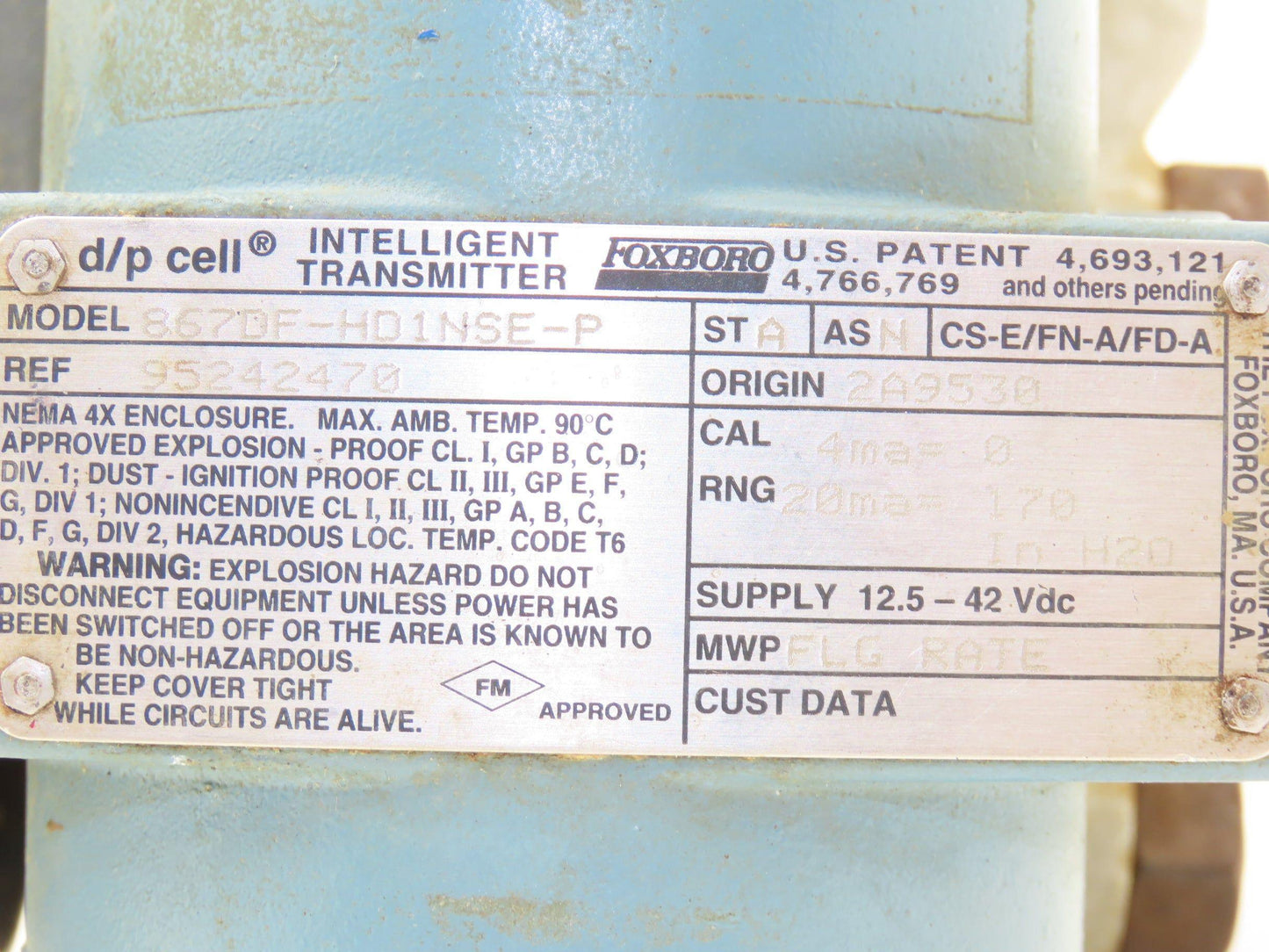 Foxboro 867DF-HD1NSE-P Intelligent Pressure Transmitter 12.5-42vdc