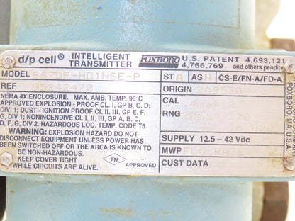 Foxboro 867DF-HD1NSE-P Intelligent Pressure Transmitter 12.5-42vdc