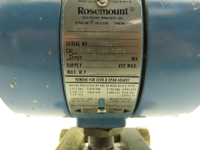 Rosemount 1151GP6E22B2 SMART Gauge Pressure Transmitter 0-100PSI 45VDC