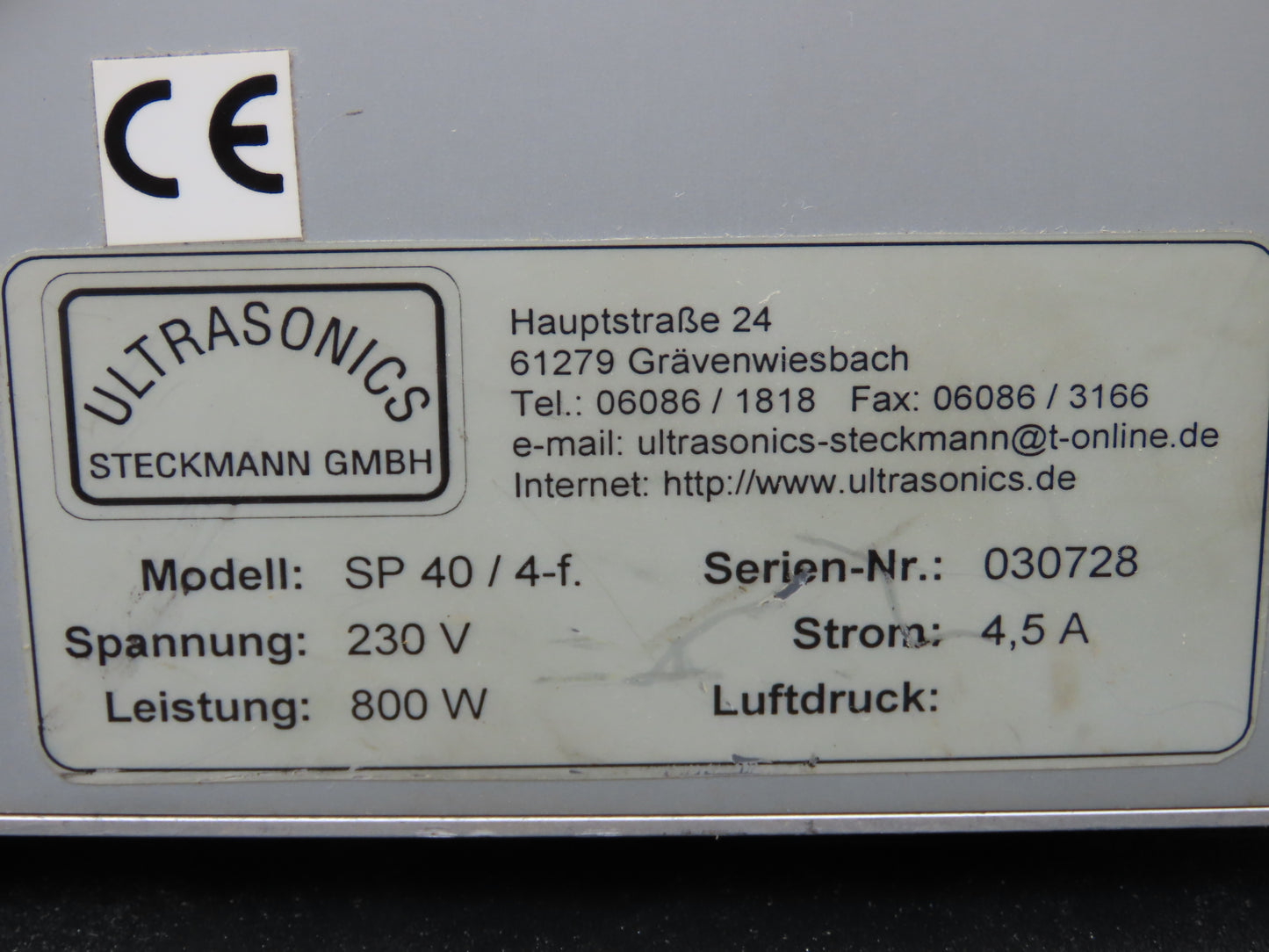 Ultrasonics Steckmann SP 40 / 4-f. Amplifier 230V 800W 4.5A