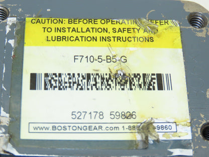 Boston Gear F710-5-B5-G Worm Gearbox 5:1 Reducer.69Hp 350rpm 56C LH Output