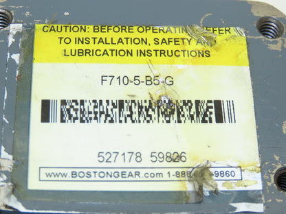 Boston Gear F710-5-B5-G Worm Gearbox 5:1 Reducer.69Hp 350rpm 56C LH Output