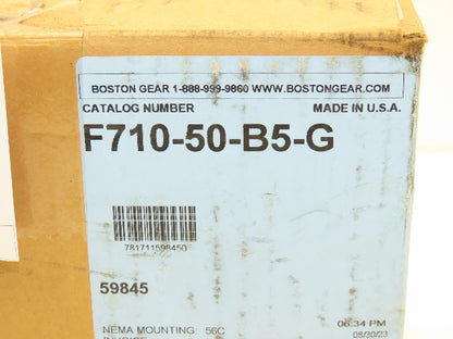 Boston Gear F710-50-B5-G Worm Gearbox 50:1 Reducer 0.15Hp 35rpm 56C LH Output