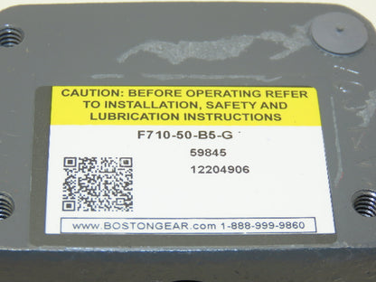 Boston Gear F710-50-B5-G Worm Gearbox 50:1 Reducer 0.15Hp 35rpm 56C LH Output